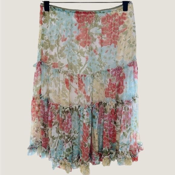 Vintage Low Rise  maxi Ruffle Skirt - Picture 1 of 5